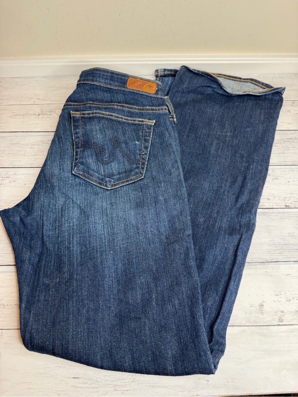 AG Adriano Goldschmied Women's Boot Cut Jeans in Dark Blue Denim